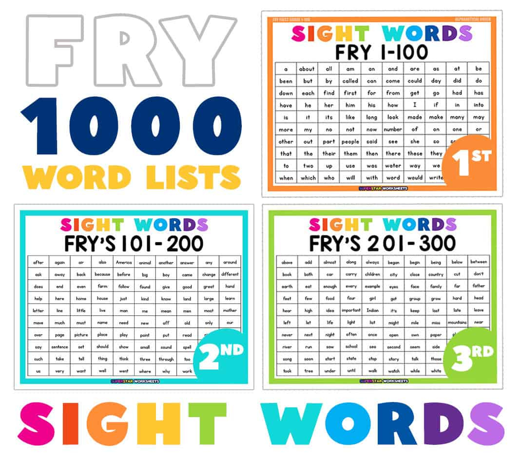 Fry Sight Words - Superstar Worksheets with Printable Fry Sight Word List