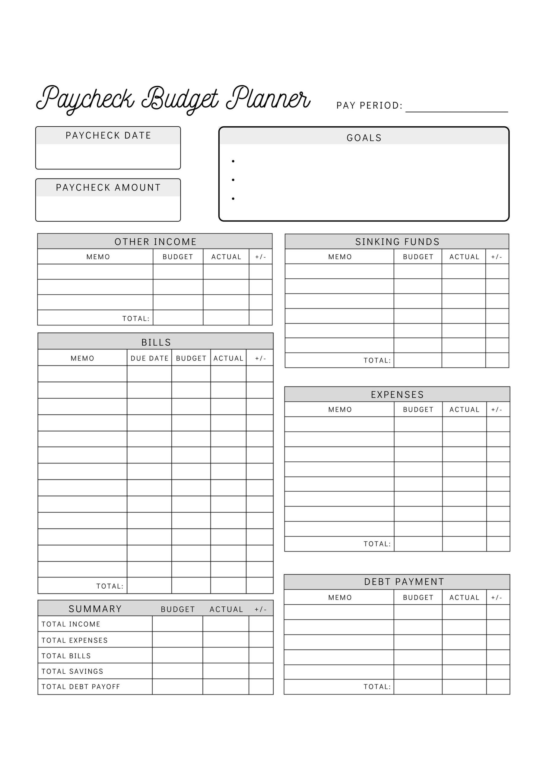 Gehaltsscheck Budget Planner Printable | Budgetpaycheck regarding Printable Weekly Paycheck Budget Template