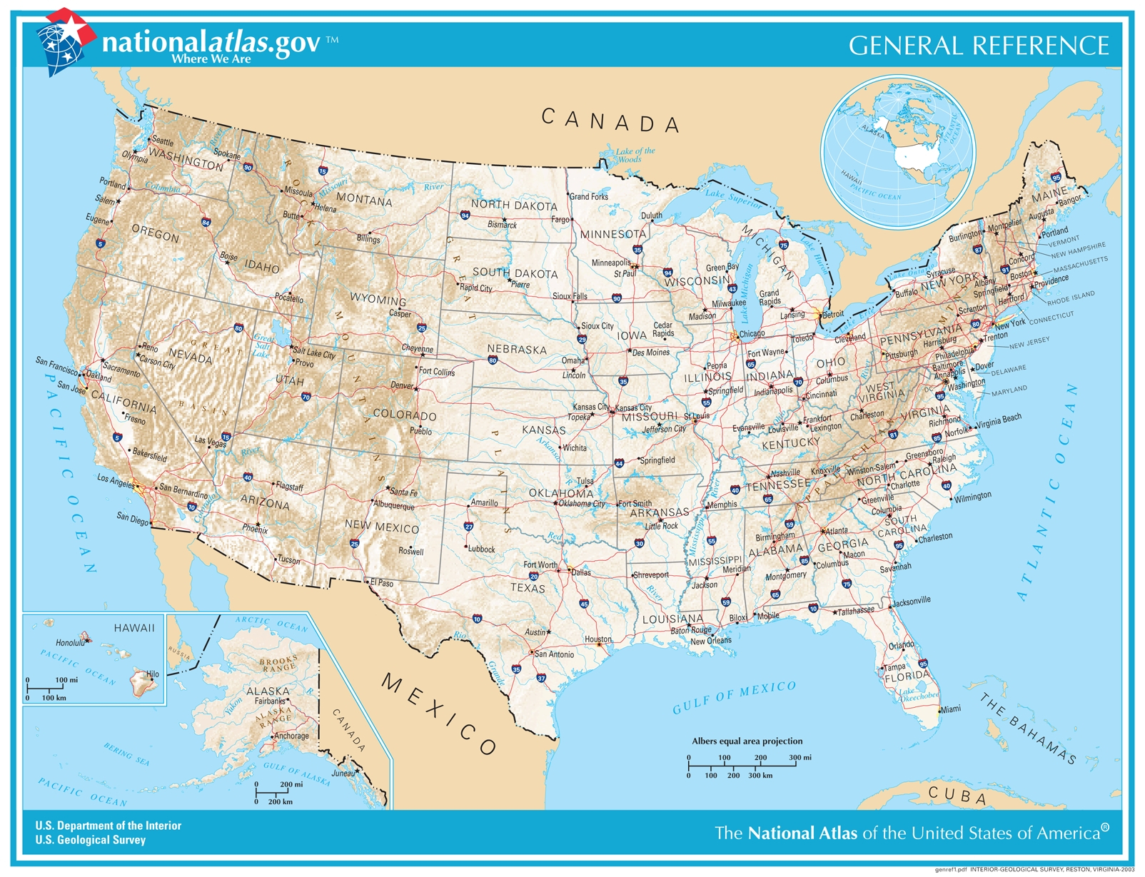 General Reference Printable Map | U.s. Geological Survey intended for Map Of United States Printable Free