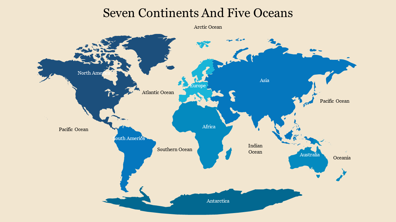 Get 7 Continents And 5 Oceans Powerpoint Template Slides throughout Printable Continent And Ocean Map