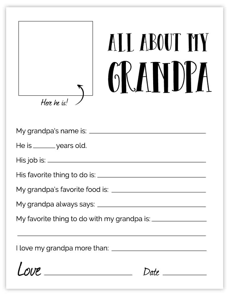 Grandpa Father'S Day Printable - Free Grandpa Fathers Day Gift for All About My Grandpa Free Printable