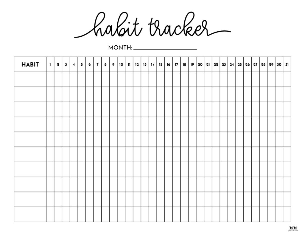 Habit Trackers - 25 Free Printables | Printabulls inside Printable Habit Tracker Free Download