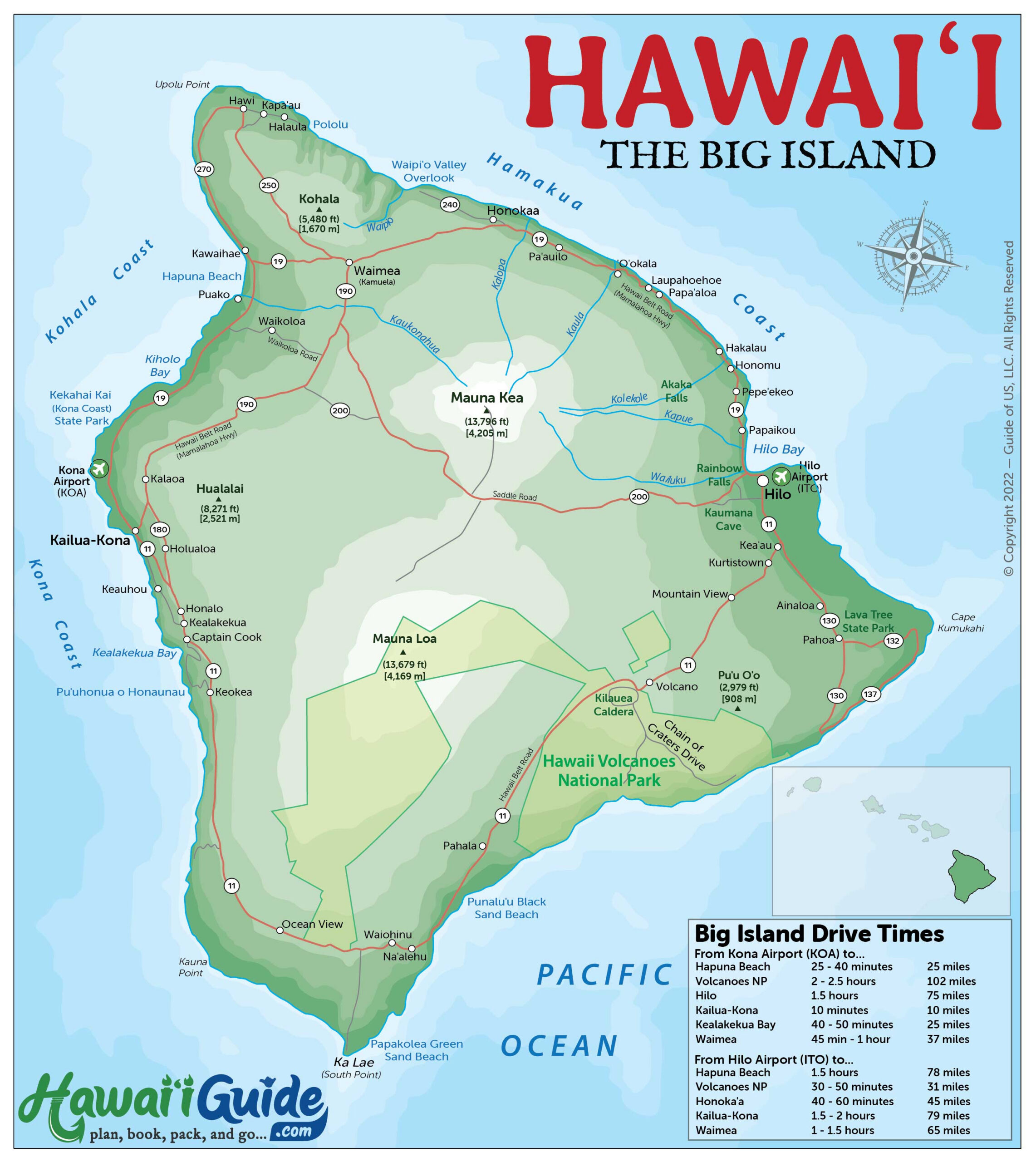 Hawaii Travel Maps | Downloadable & Printable Hawaiian Islands Map with Printable Map Of Big Island