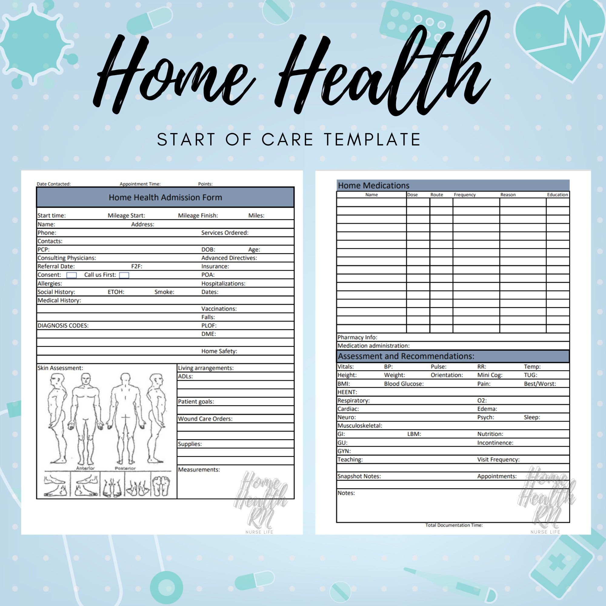 Home Health Nurse | Start Of Care Template | Oasis | Nurse Brain regarding Printable Home Health Assessment Form