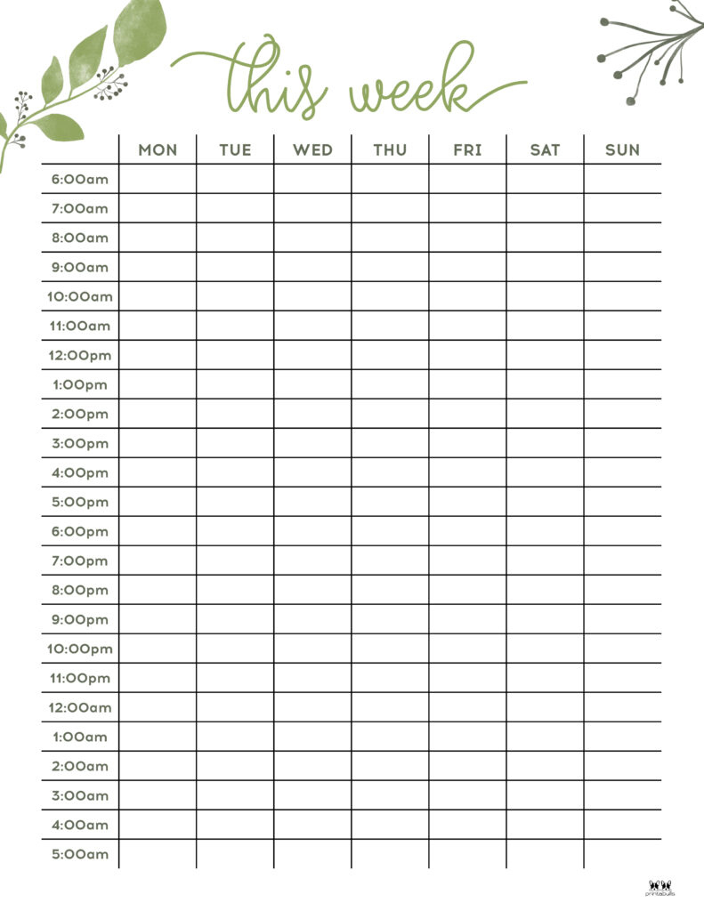 Hourly Planners - 20 Free Printables | Printabulls for Printable Hour By Hour Schedule