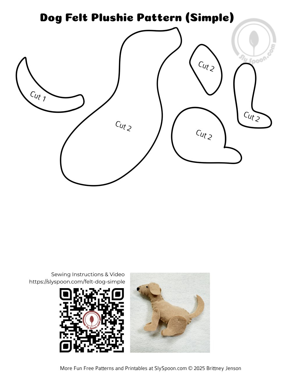 How To Hand Sew A Simple Felt Puppy Dog - Free Printable Pattern with Dog Sewing Patterns Free Printable