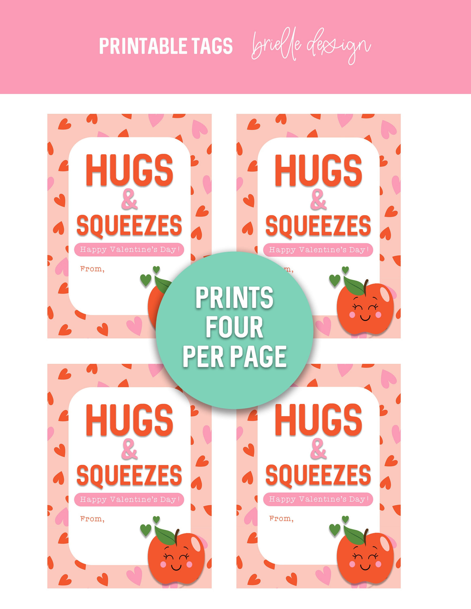 Hugs And Squeezes, Valentine Printable, Valentines Tag, Class regarding Hugs And Squeezes Valentine Printable