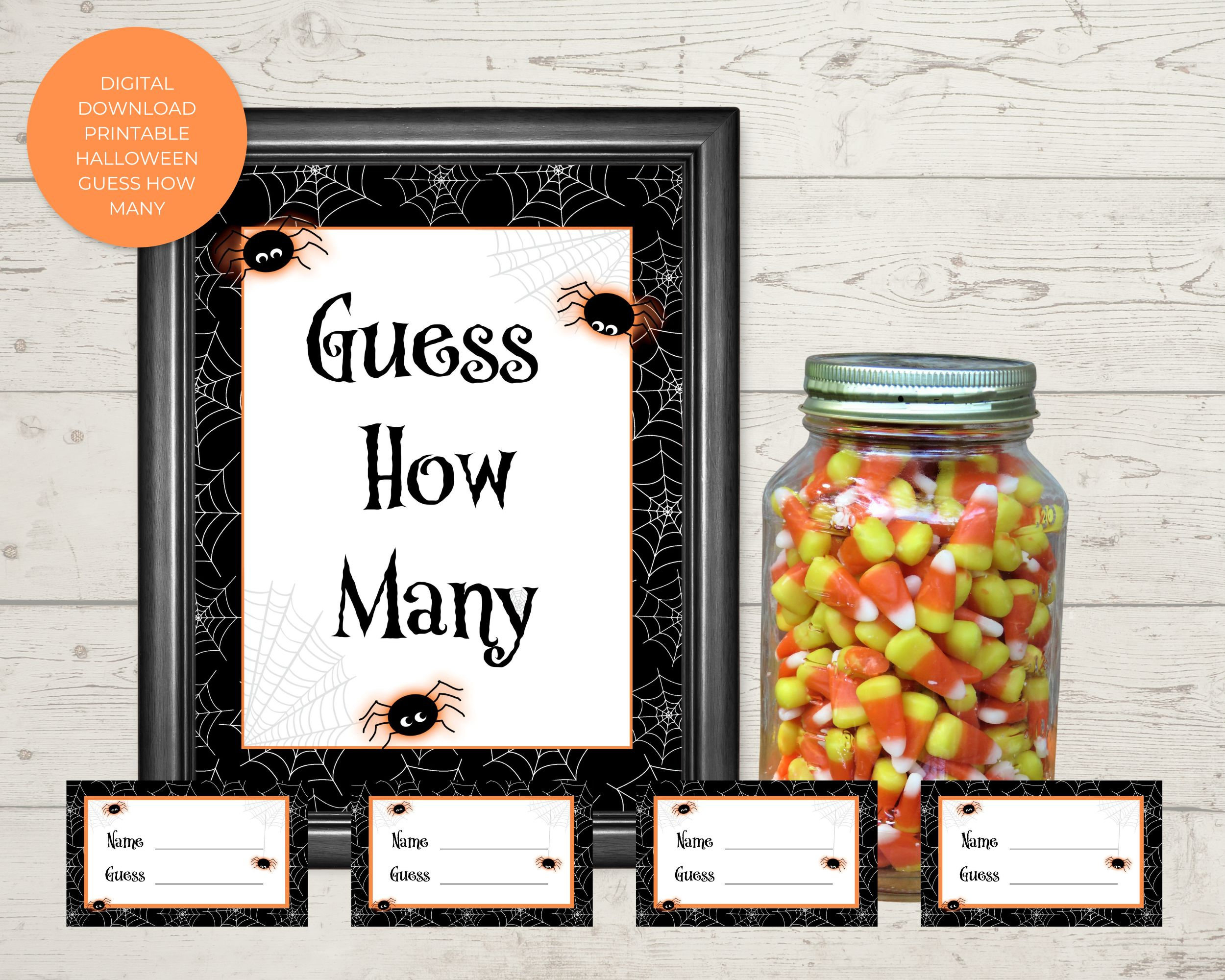 Instant Download, Printable Guess How Many Halloween Sign And within Printable Guess How Many in the Jar