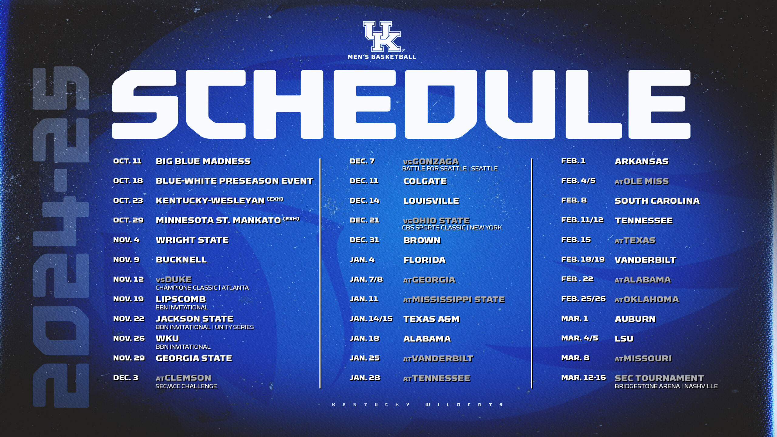 Kentucky Men&amp;#039;S Basketball Conference Dates Announced in Printable Uk Basketball Schedule