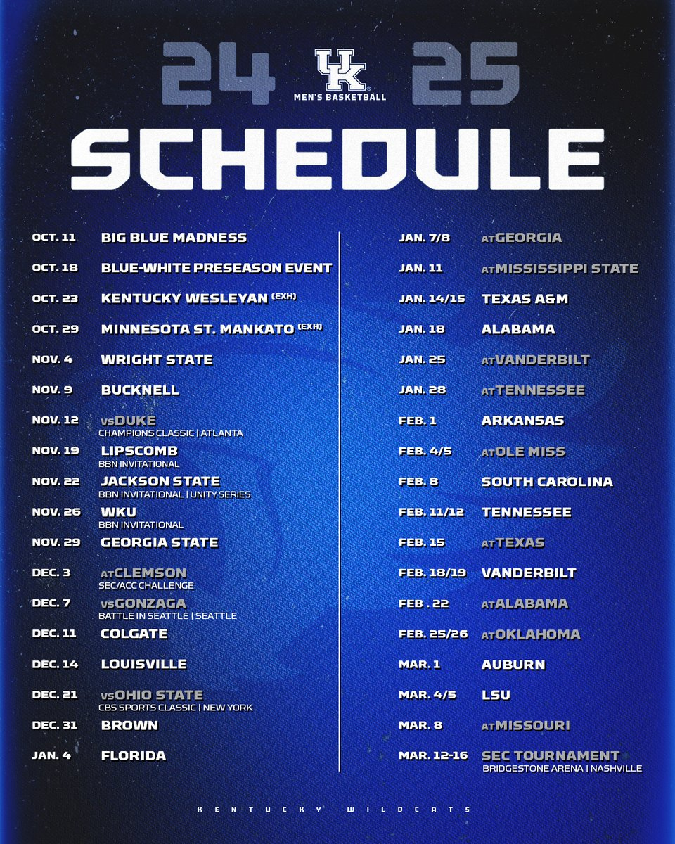 Kentucky Men'S Basketball On X with Uk Men'S Basketball Printable Schedule
