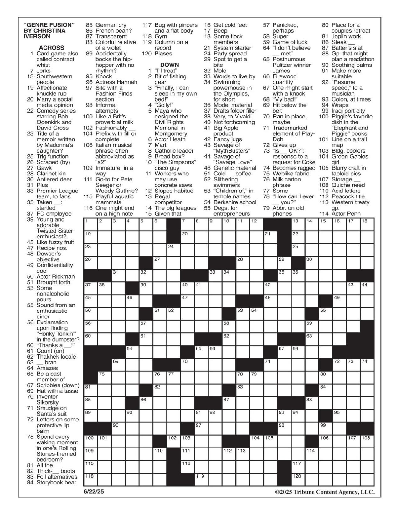 La Times Crossword: June 22, 2025 | Crosswords | Yakimaherald throughout Free Printable La Times Crossword Puzzles