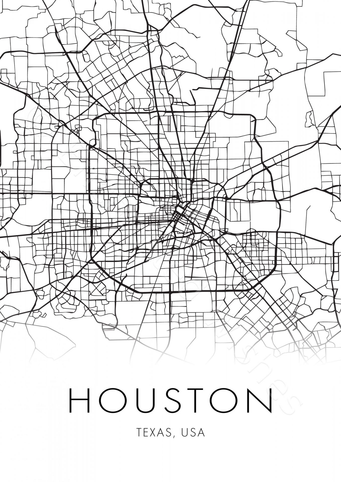 Large Houston City Map Print - Wall Art Printable Prints within Printable Map Of Houston Texas