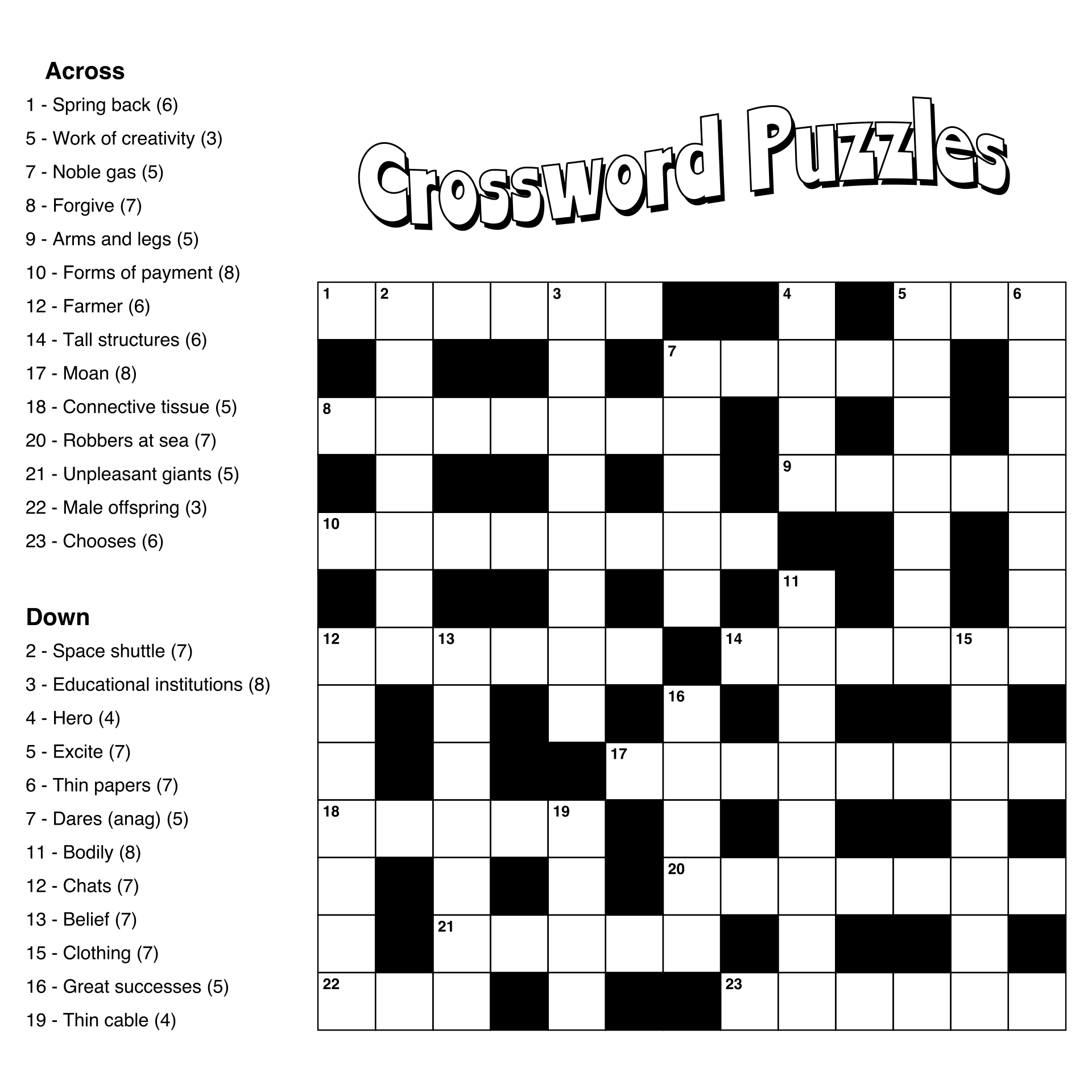 Large Print Easy Crossword Puzzles - 10 Free Pdf Printables throughout Free Printable Crosswords For Adults