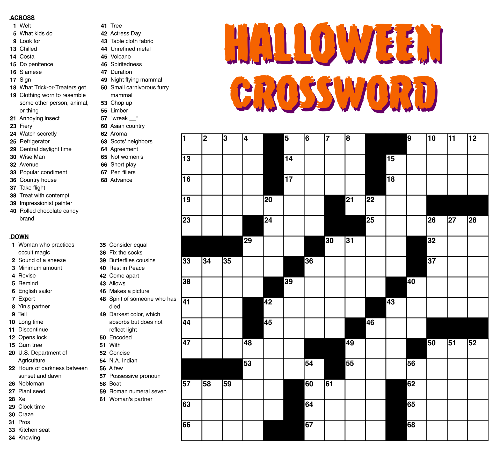 Large Print Easy Crossword Puzzles - 10 Free Pdf Printables within Free Printable Crosswords For Adults