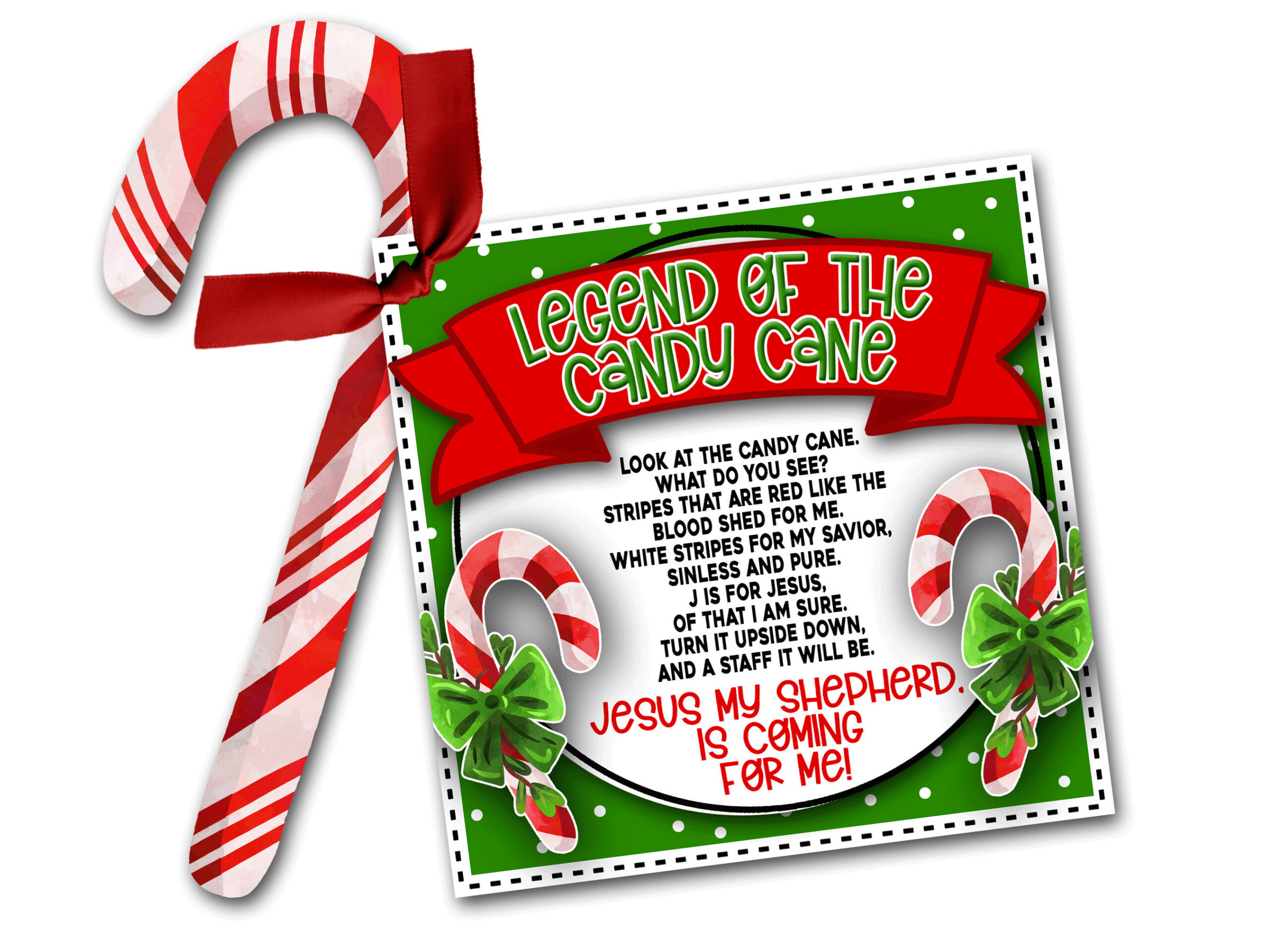 Legend Of The Candy Cane Printable Tag, Candy Cane Gedicht with regard to Legend of Candy Cane Printable