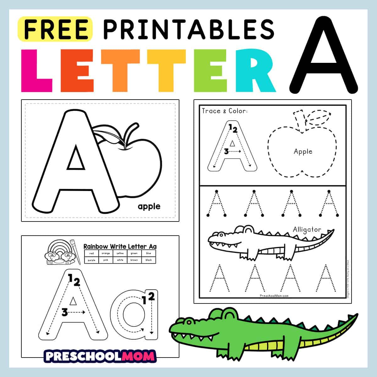 Letter A Preschool Printables - Preschool Mom intended for Free Printable Alphabet Letters Worksheets