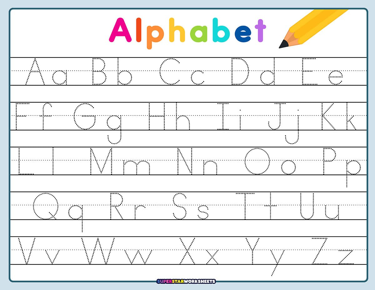 Letter Tracing Worksheets - Superstar Worksheets throughout Free Printable Alphabet Tracing Sheet