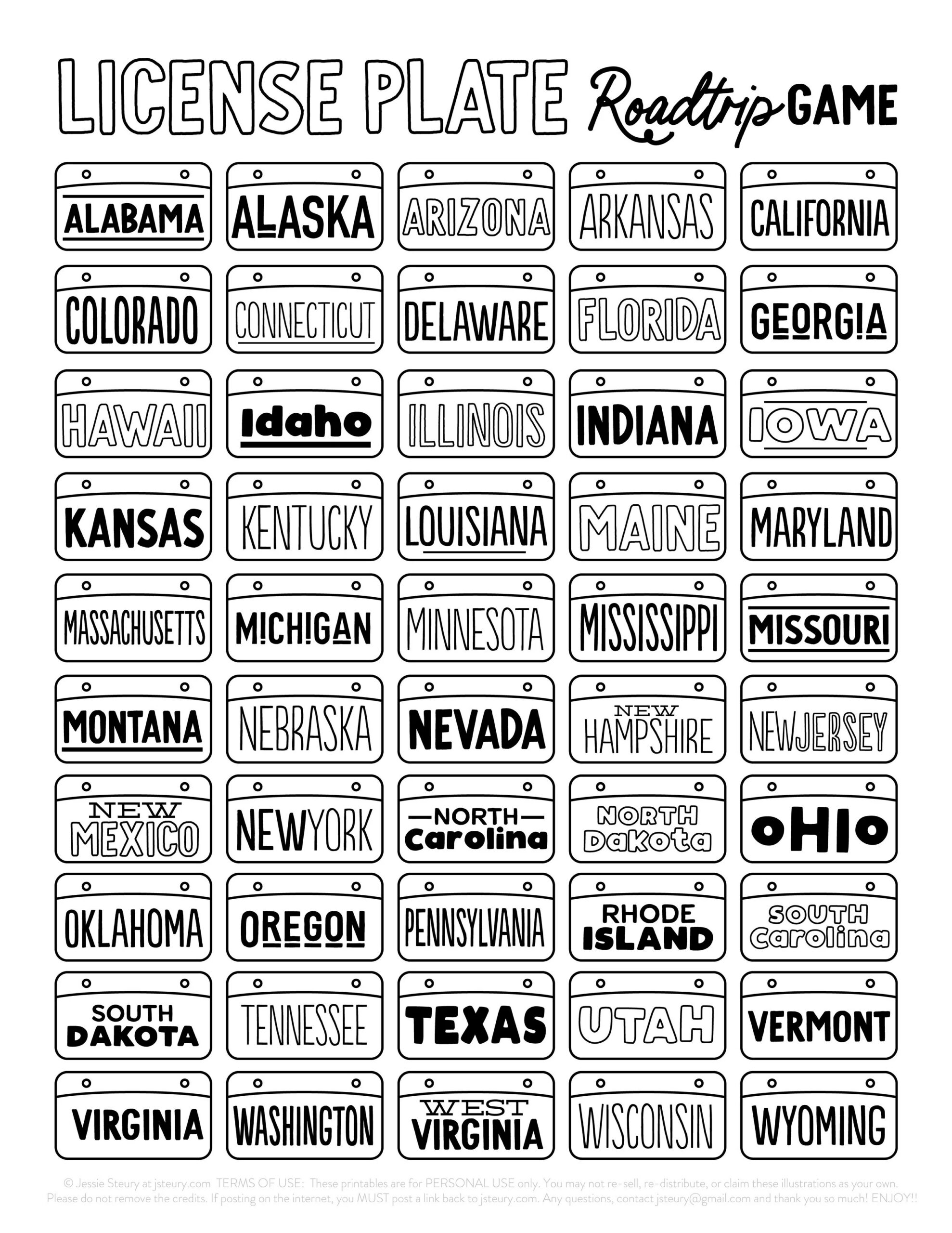 License Plate Game Printable — Blog — Jessie Steury pertaining to Free Printable License Plate Game