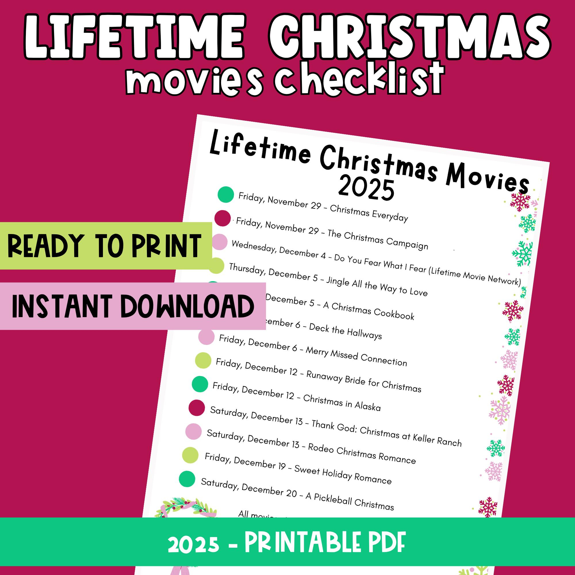 Lifetime Christmas Movies 2025 Schedule - Printable Checklist with regard to Lifetime Christmas Movie Schedule Printable