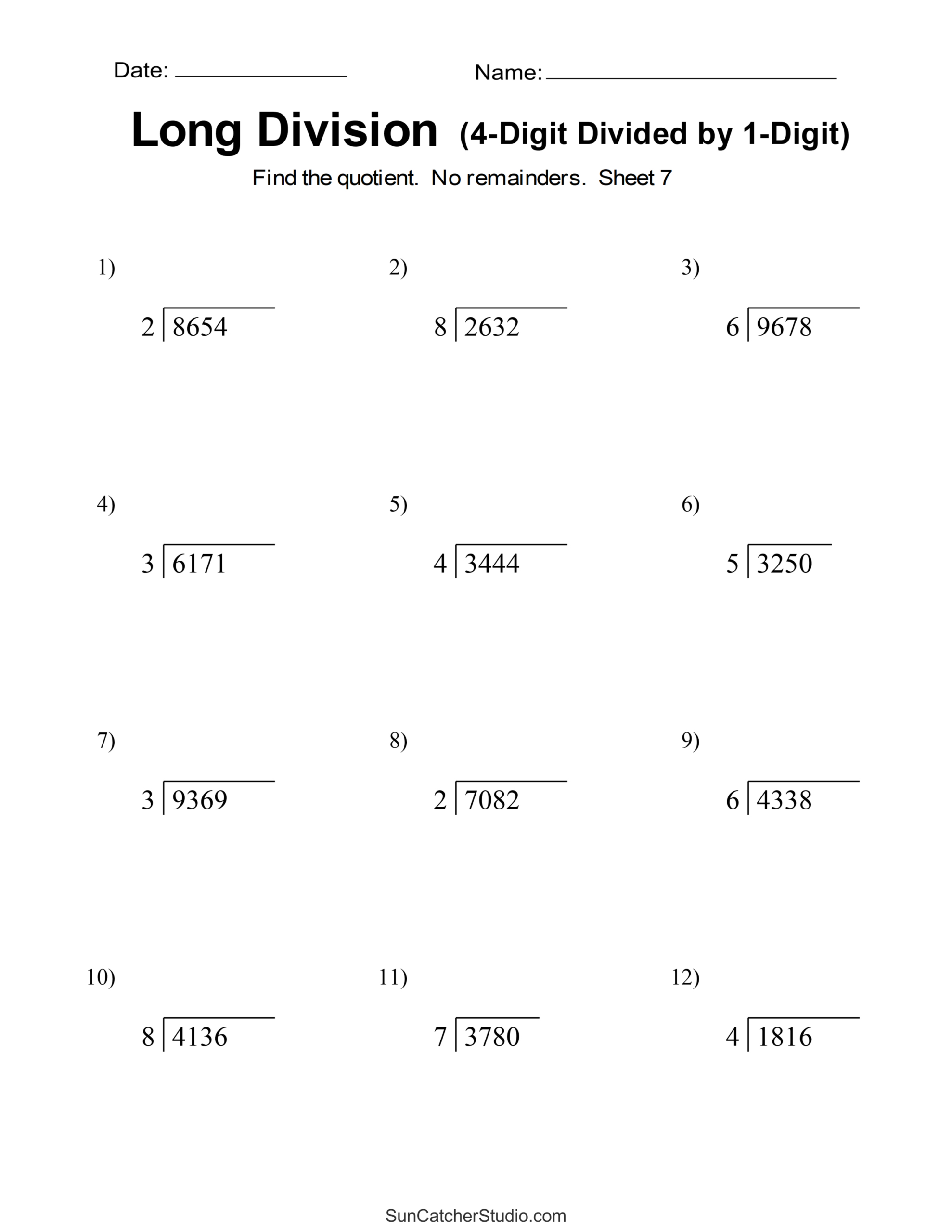 Long Division Worksheets &amp;amp; Problems (Free Printable Math Drills with regard to Long Division Step By Step Printable