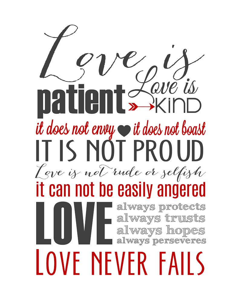 Love Is Patient Subway Art Printable {1 Corinthians 13} - The Girl with 1 Corinthians 13 Free Printable