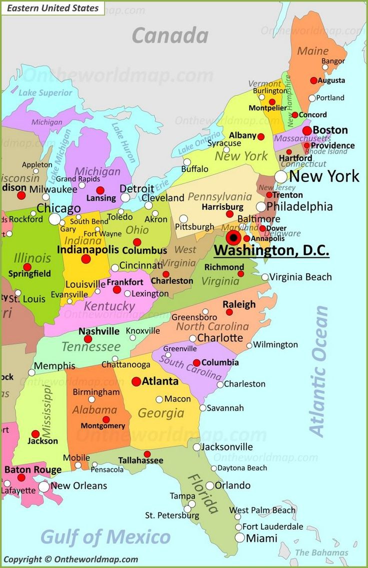 Map Of Eastern United States throughout Printable Map of Eastern Us