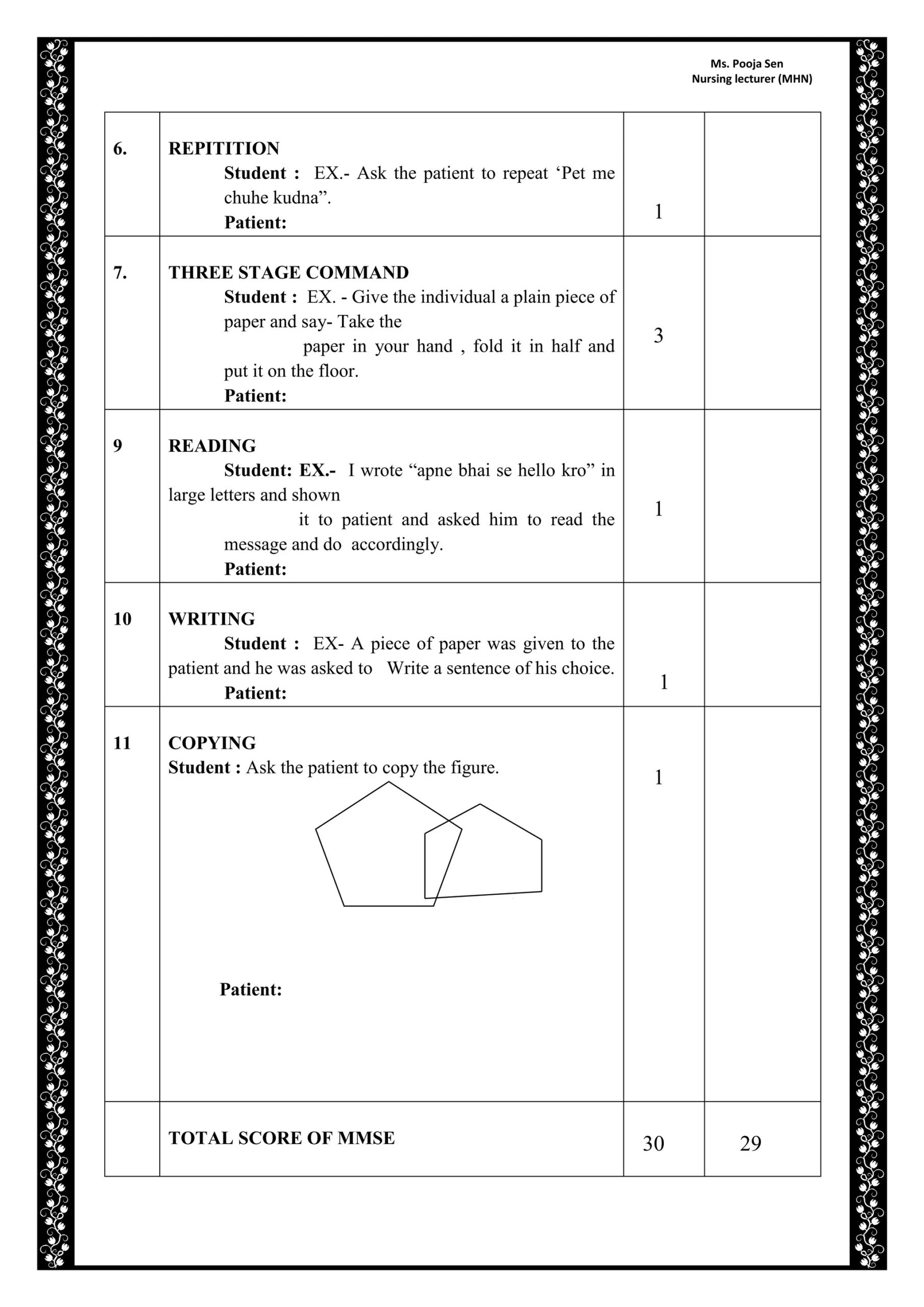 Mini Mental Status Format.docx inside Printable Mini Mental Status Exam