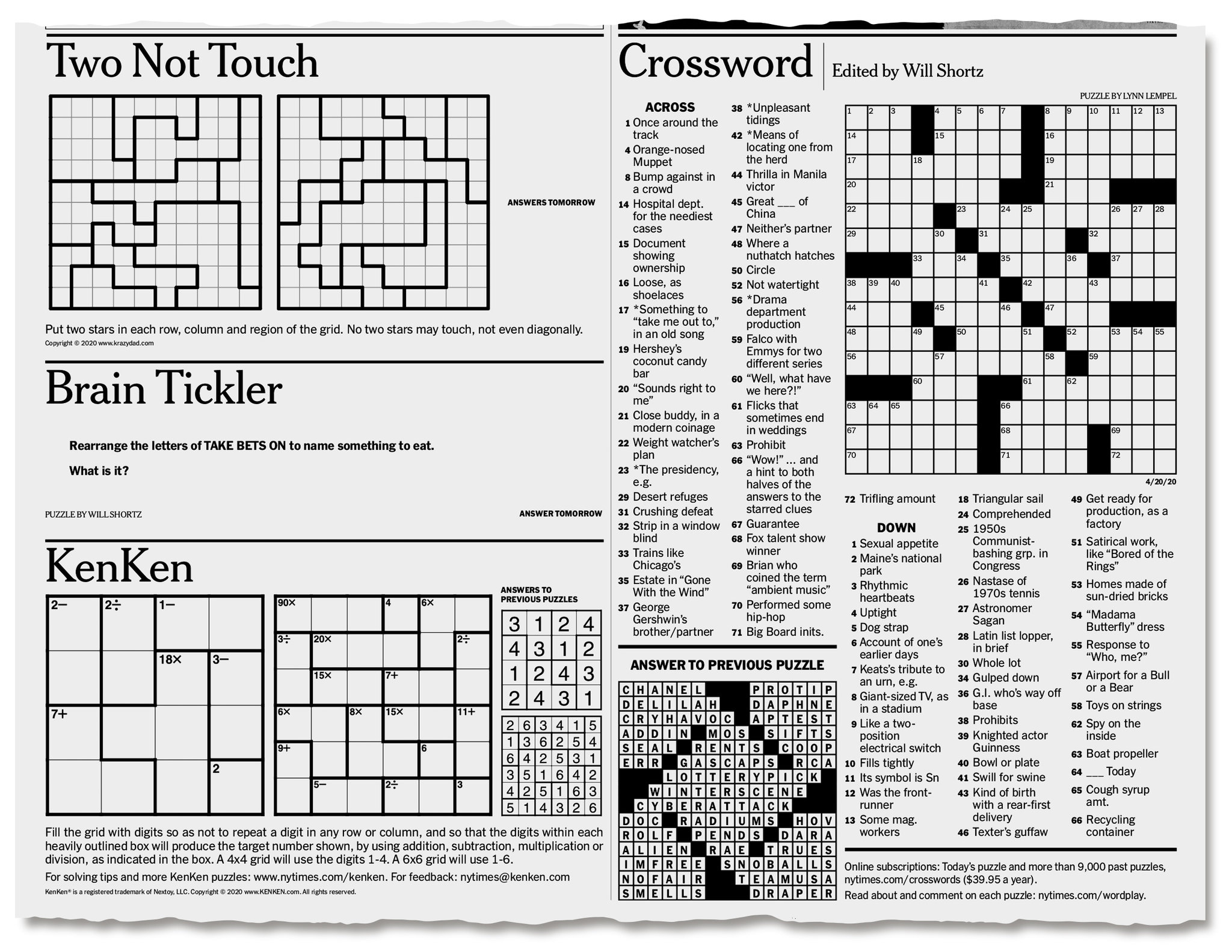 More Puzzles To Pass The Time - The New York Times regarding Printable New York Times Crossword Puzzle