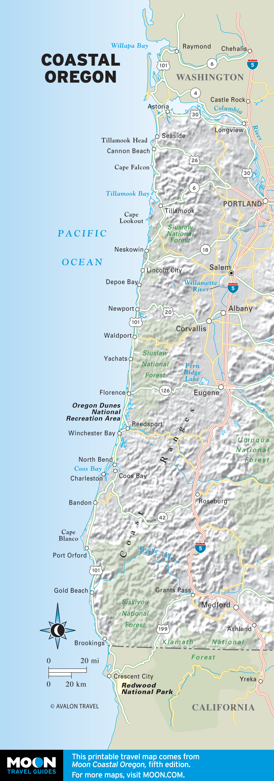 Oregon | Moon Travel Guides inside Printable Map Of Oregon Coast