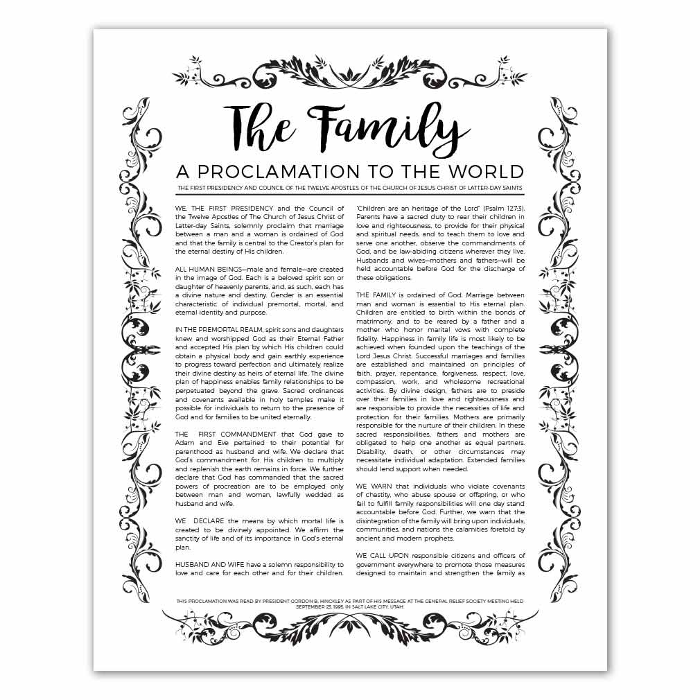 Organic Family Proclamation - Digital Download In Lds Resources with A Proclamation To The World Printable