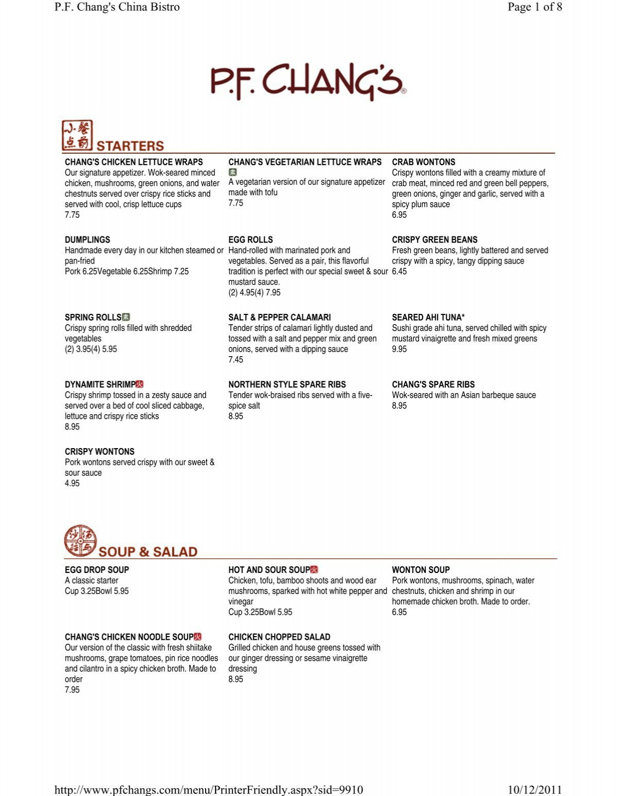P.f. Chang&amp;#039;S Menu - Woodlands Online inside Printable Pf Chang Menu With Prices
