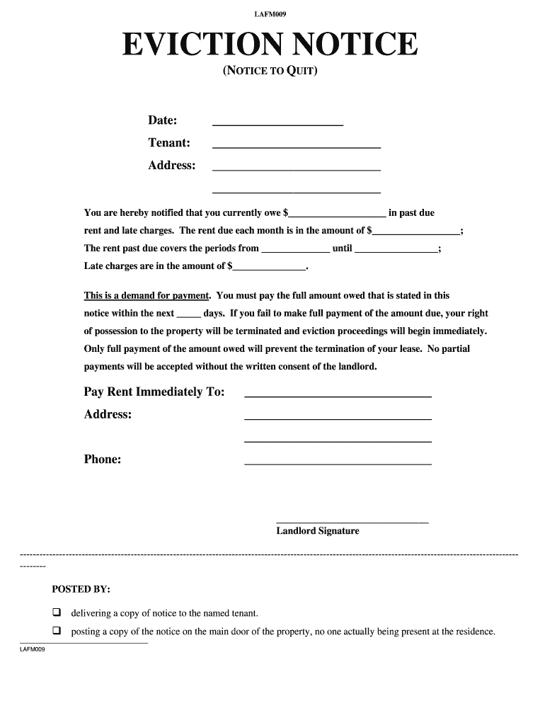 Pa Landlord Association Lafm009 Form - Fill Online, Printable intended for Free Printable Eviction Notice Letter