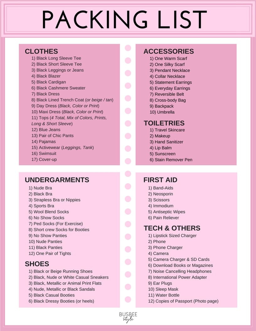 Packing For Europe In Spring | Fashion Blogger Erin Busbee Busbee in Printable Packing List For Europe