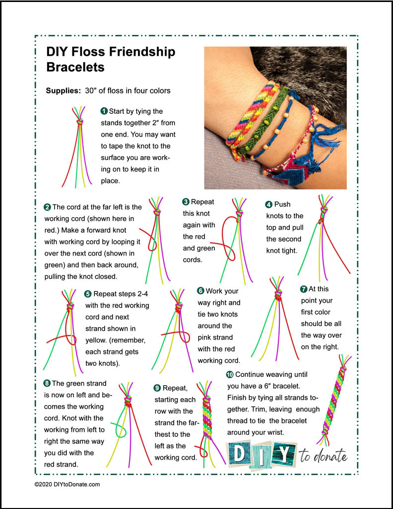 Patterns How To Braid Bracelets With Strings Easy String Bracelet for Beginner Step By Step Friendship Bracelet Instructions Printable