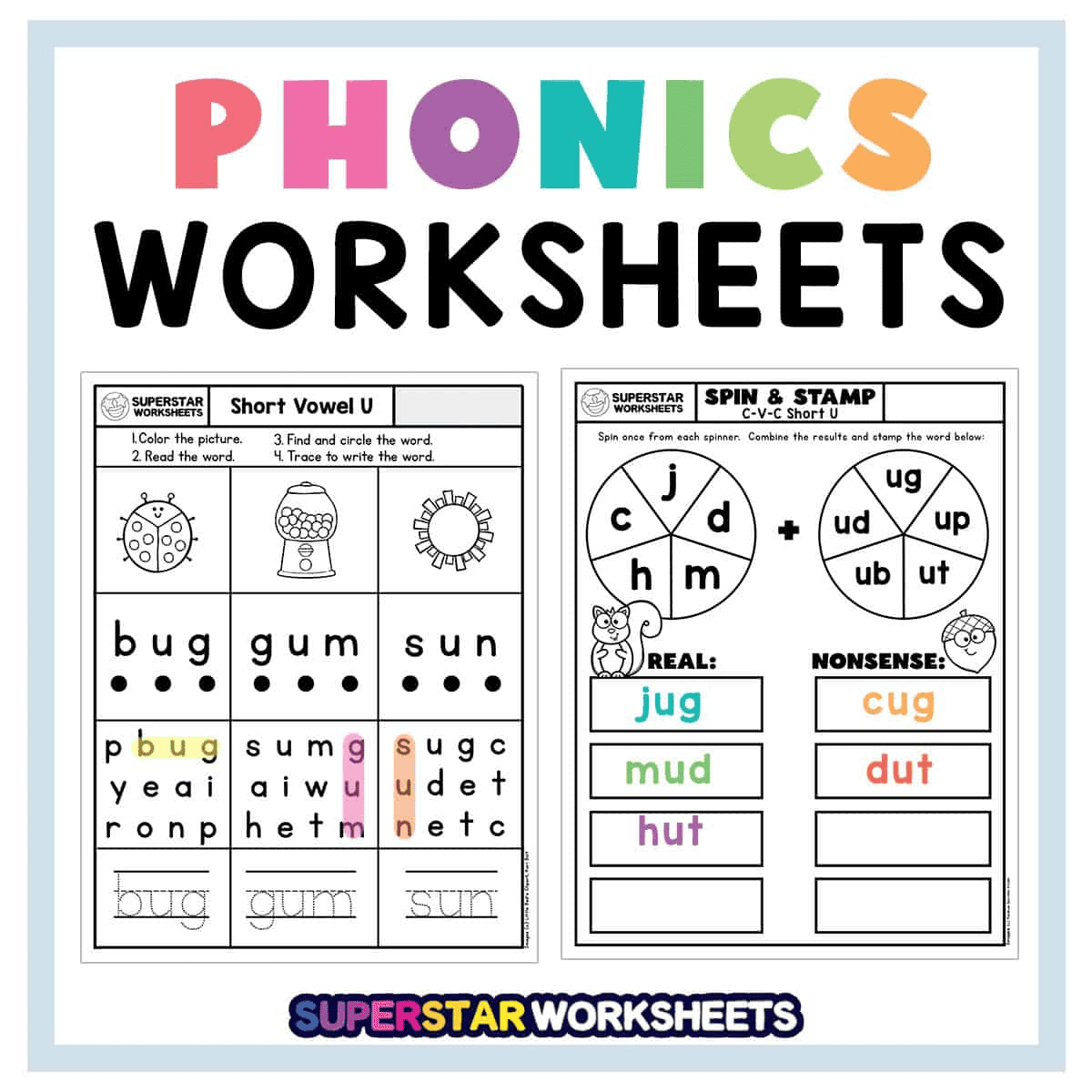 Phonics Worksheets - Superstar Worksheets throughout Kindergarten Worksheets Free Printables Phonics