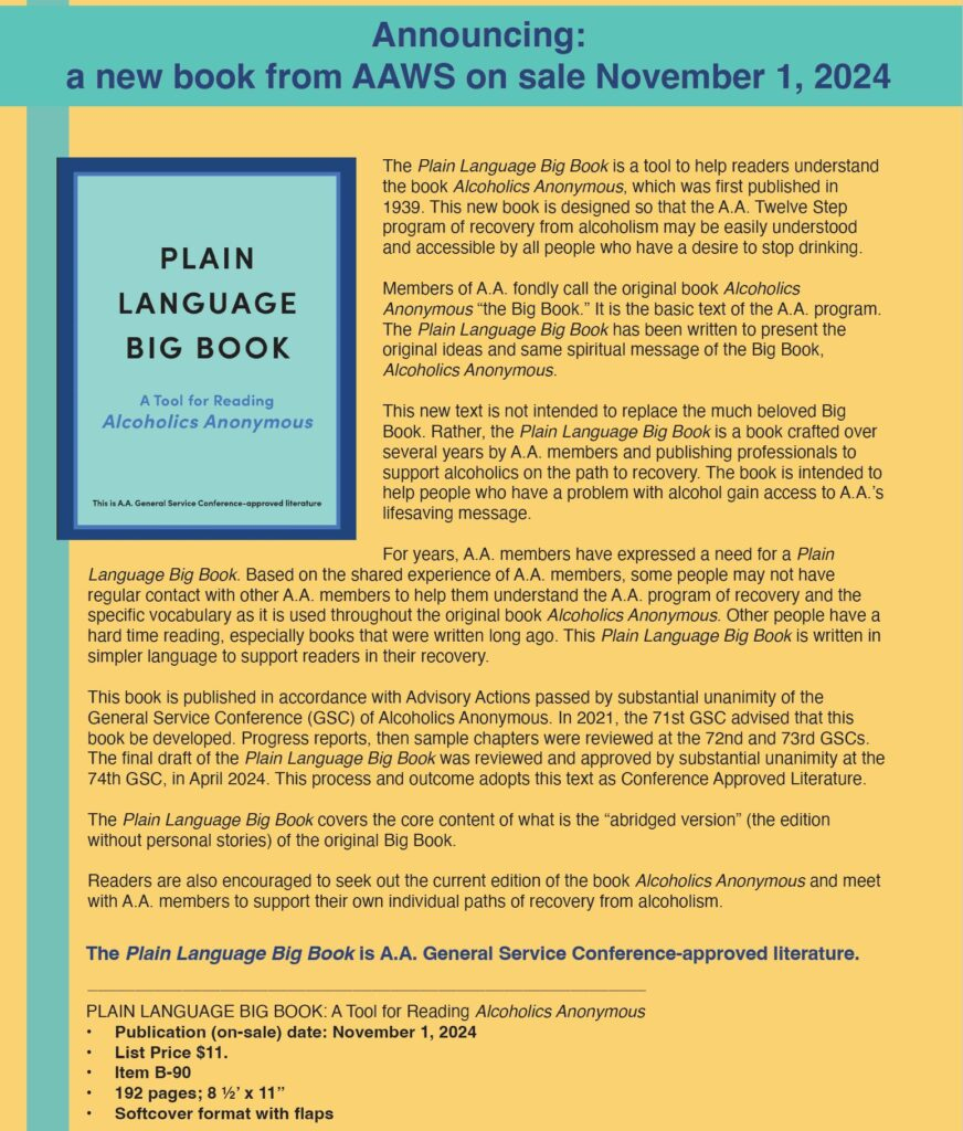 Plain Language Big Book – Cnia 07 for A.A. Big Book Free Download Printable
