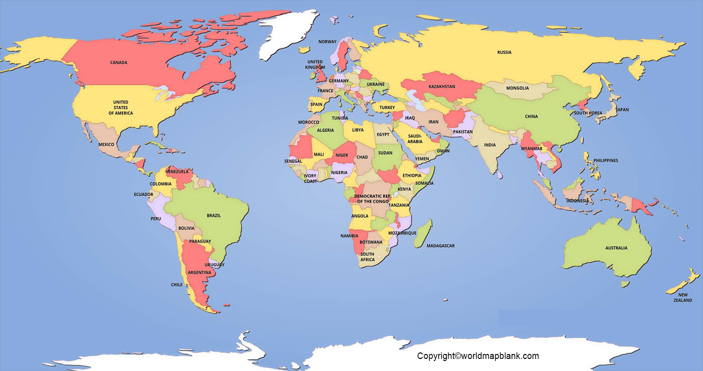 Politische Weltkarte Zum Ausdrucken – Kostenloser Download regarding Free Printable Map of the World