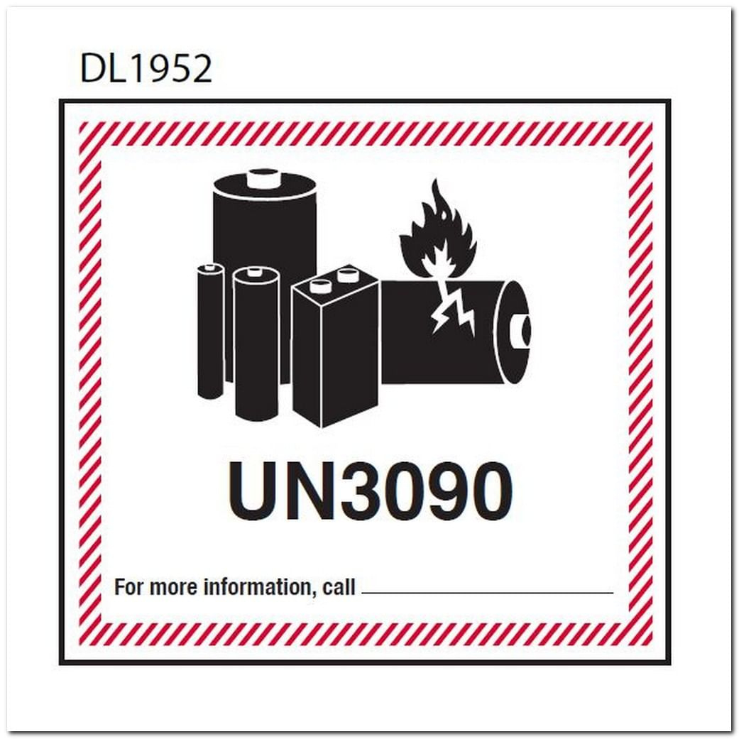 Pre-Printed Un 3090 Lithium Battery Labels (Roll Of 500) regarding Lithium Battery Shipping Label Printable