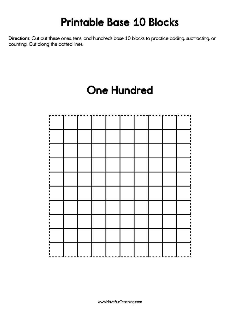 Printable Base 10 Blocks - Have Fun Teaching within Printable Base Ten Blocks Free