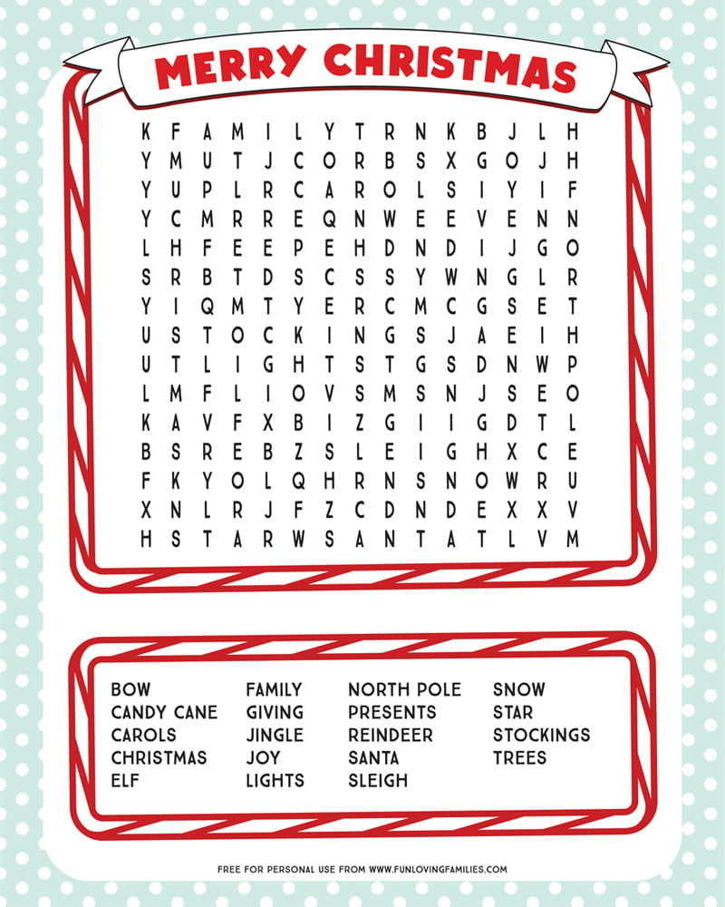 Printable Christmas Word Search - Fun Loving Families with regard to Printable Christmas Word Search Free