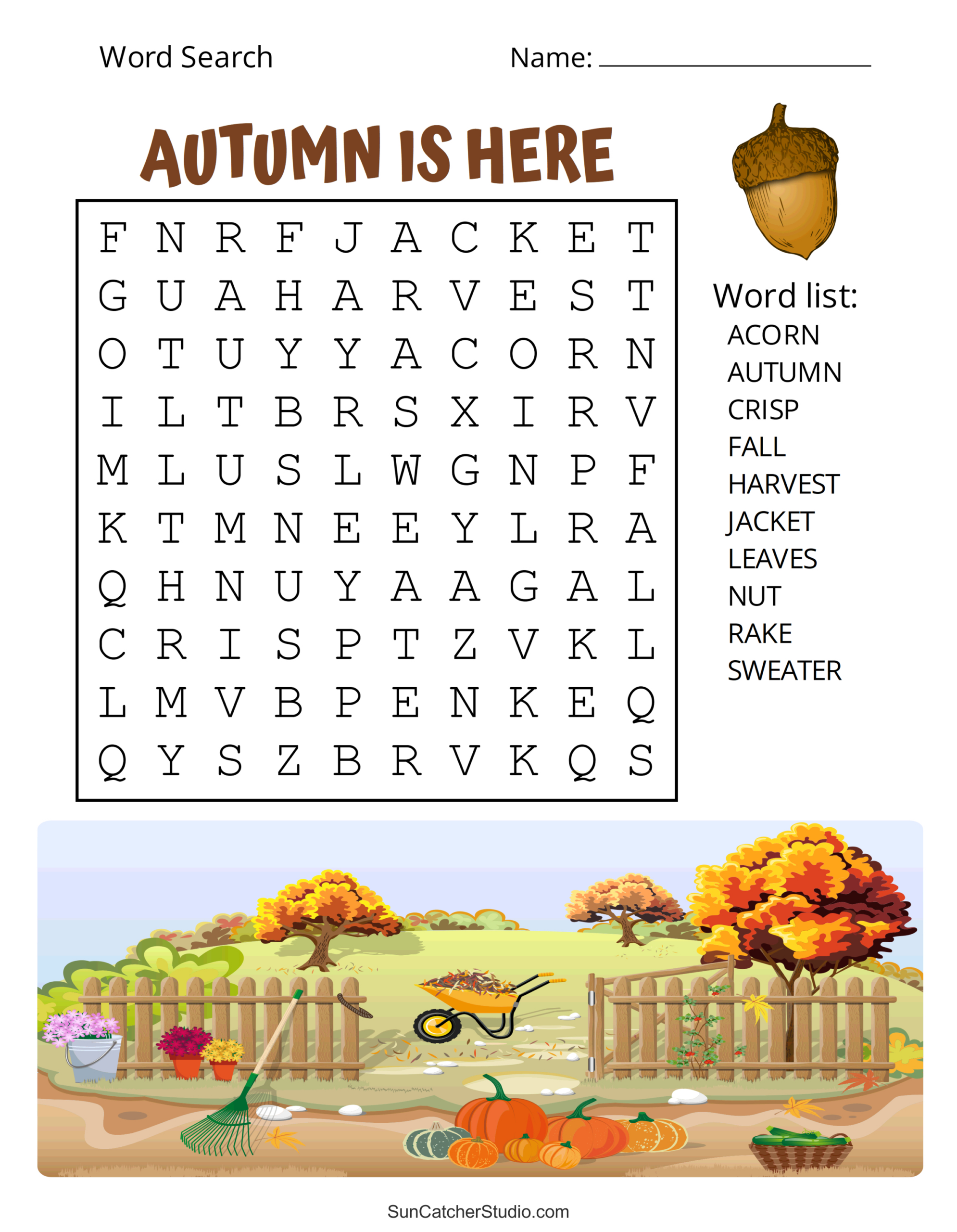 Printable Fall Word Search Puzzles (Autumn Word Search) – Free in Free Printable Fall Word Search Puzzles