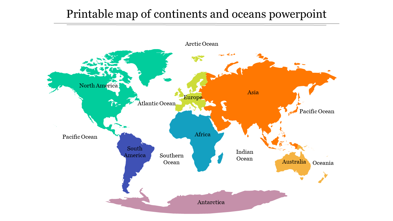 Printable Map Of Continents And Oceans Ppt And Google Slides pertaining to Printable Continent And Ocean Map