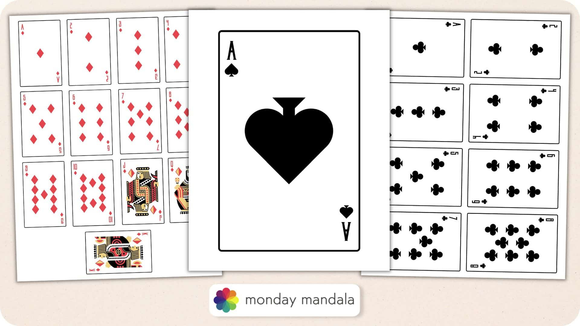 Printable Playing Cards (Free Pdf Sheets In 3 Sizes) with regard to Printable Deck of Cards Template
