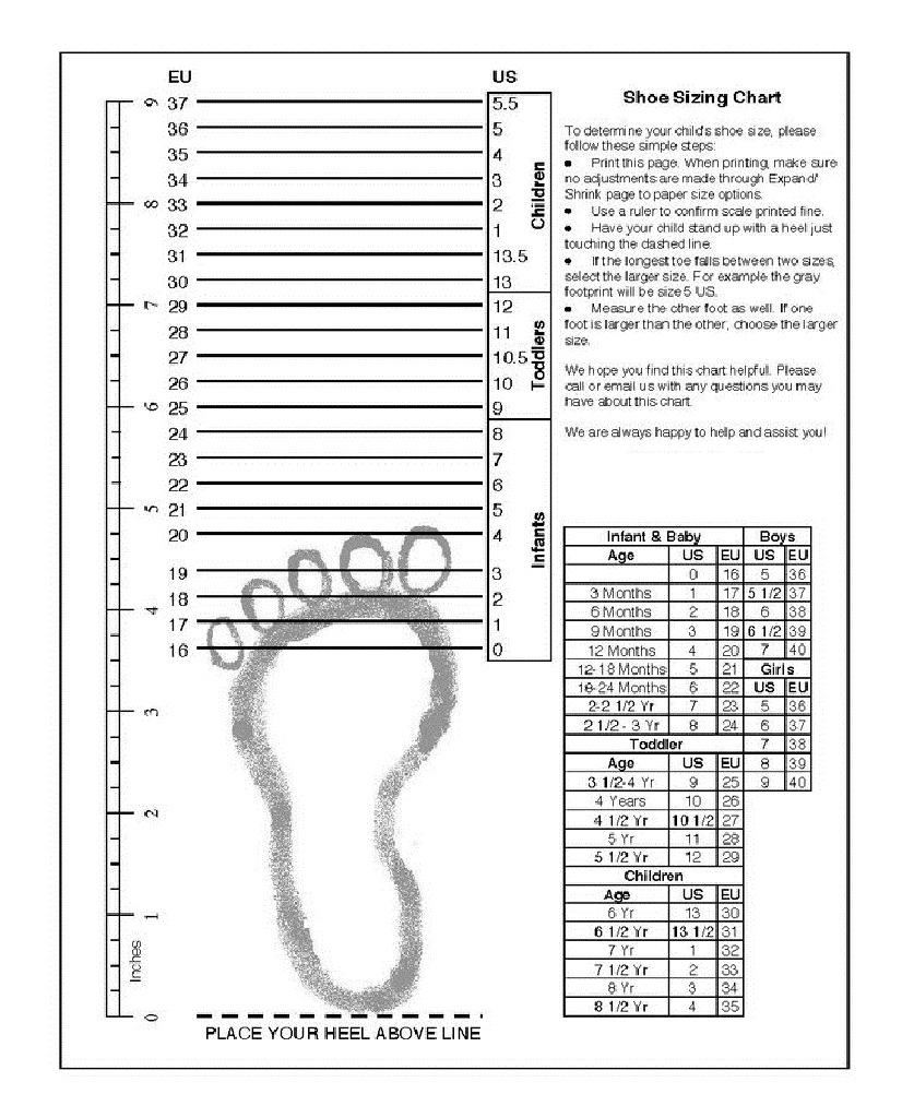 Printable Shoe Size Chart | Activity Shelter with regard to Adult Shoe Size Chart Printable