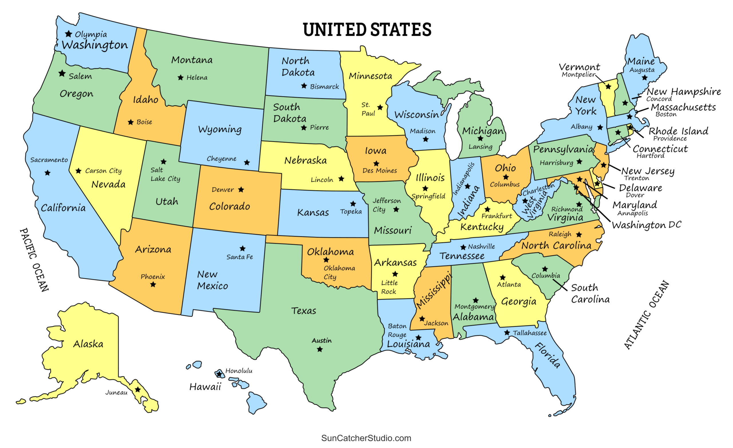 Printable Us Maps With States (Usa, United States, America) – Free inside Printable Map of USA with State Names