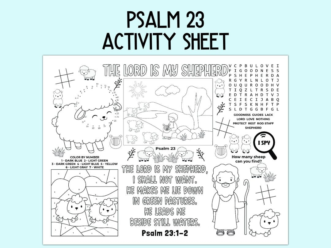 Psalm 23 Activity Sheet, Children&amp;#039;S Church Activity, Bible within Printable Psalm 23 Activity Sheets