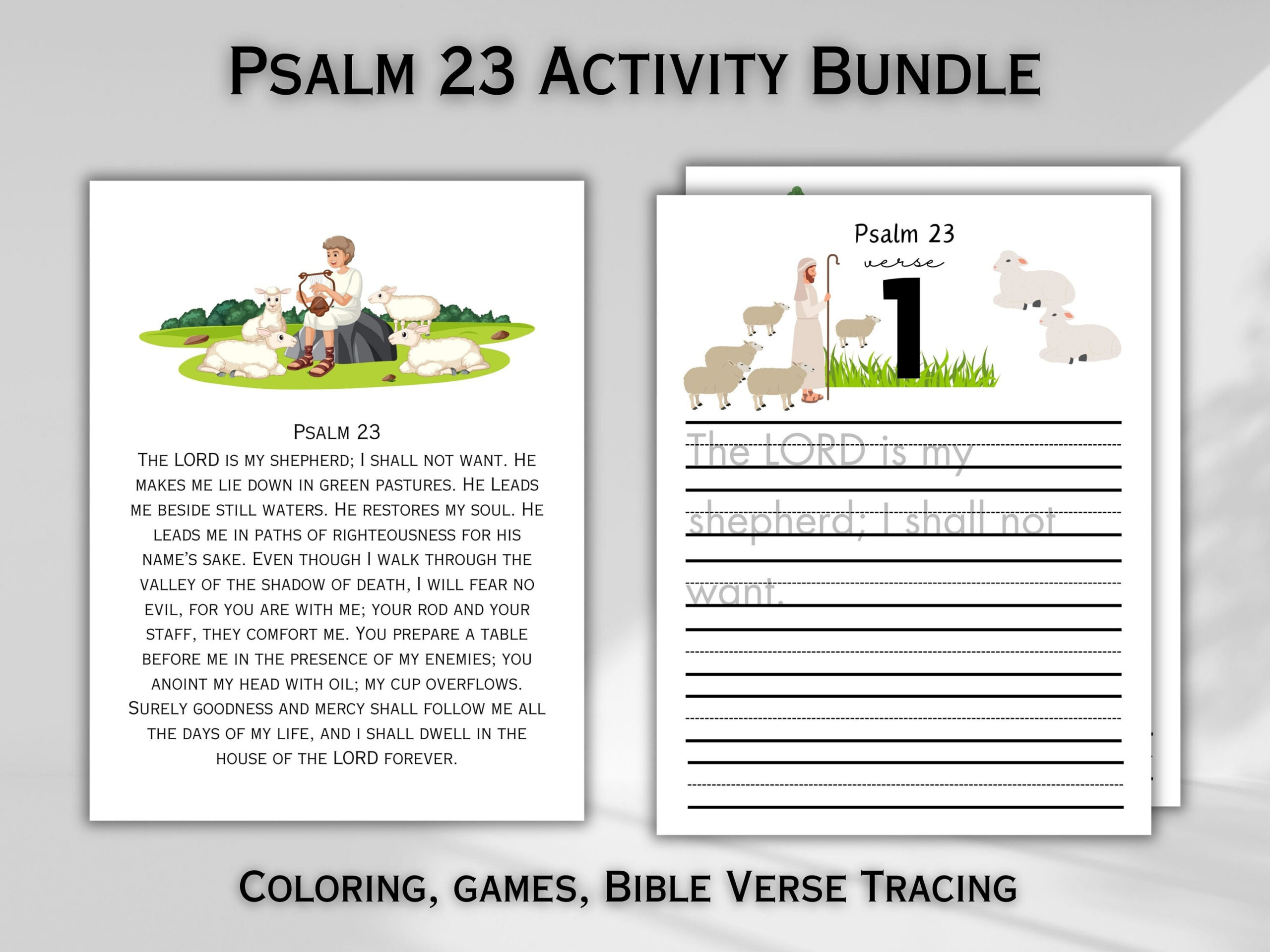 Psalm 23 Printable Bible Memorization Worksheet Sunday School pertaining to Printable Psalm 23 Activity Sheets