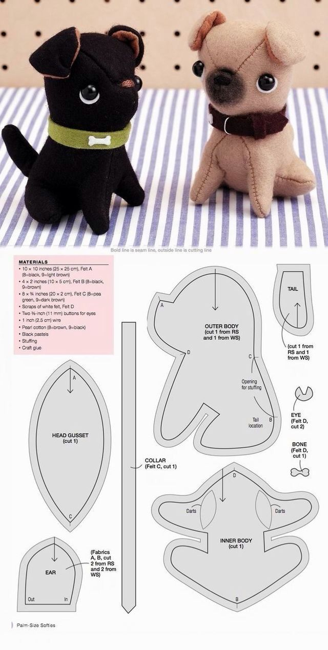 Pug Plush Pattern Cute Sewing Pattern Printable intended for Cut Out Printable Free Easy Stuffed Animal Patterns