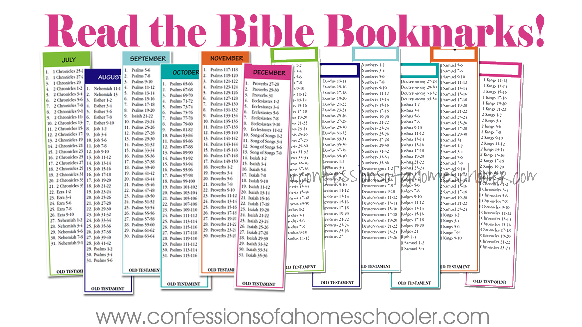 Read The Bible In Two Years Bookmarks - Confessions Of A Homeschooler in Printable Bible Reading Plan