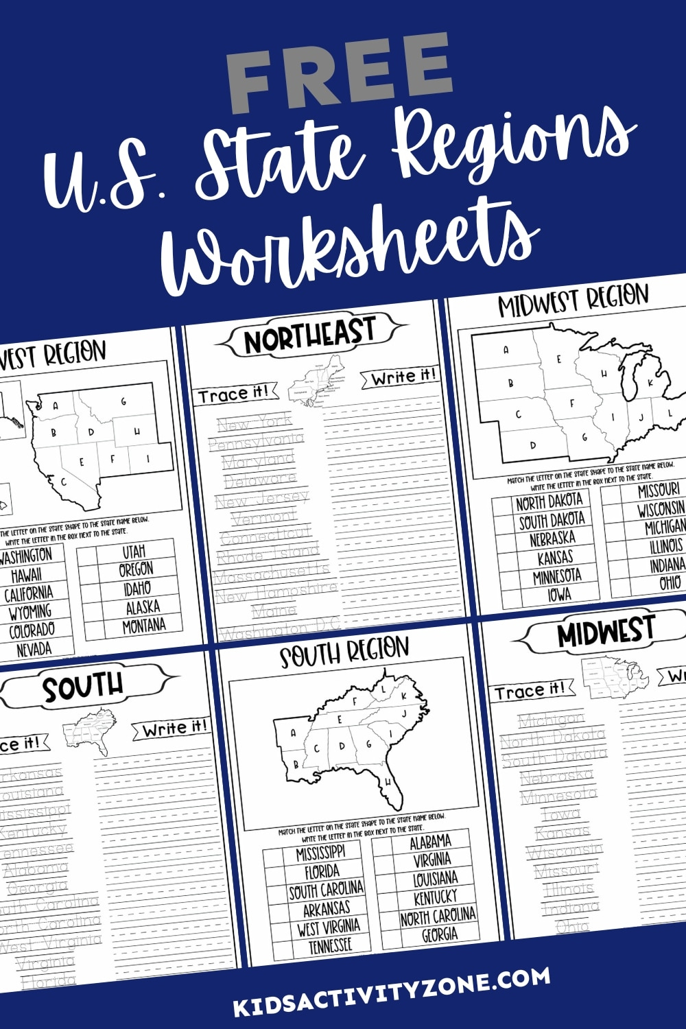 Regions Of The United States Worksheets - Kids Activity Zone pertaining to Map of the United States By Regions Printable